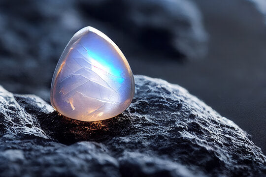 Pear-shaped blue moonstone