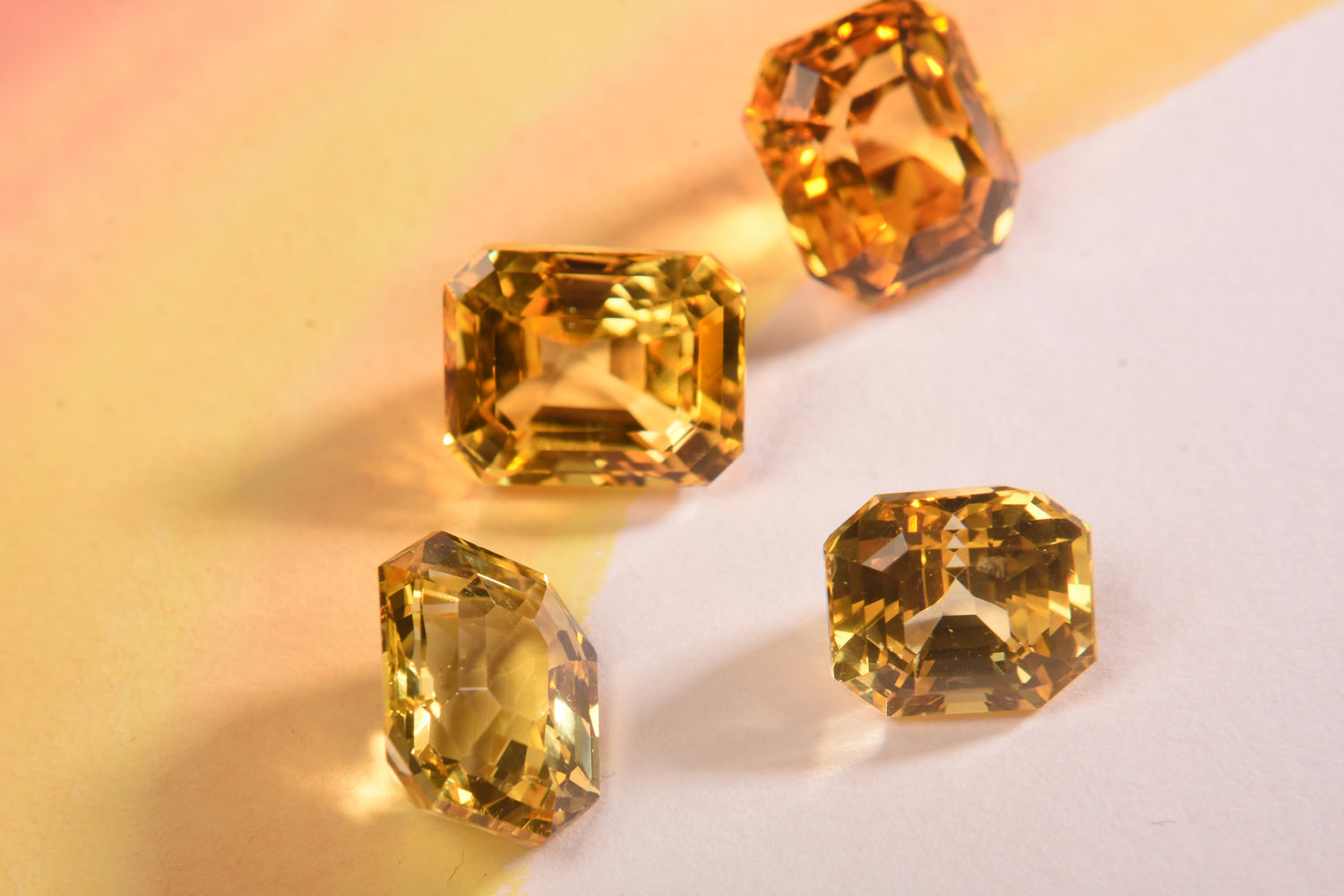 Cut and polished Ceylonese yellow sapphires (pukhraj)