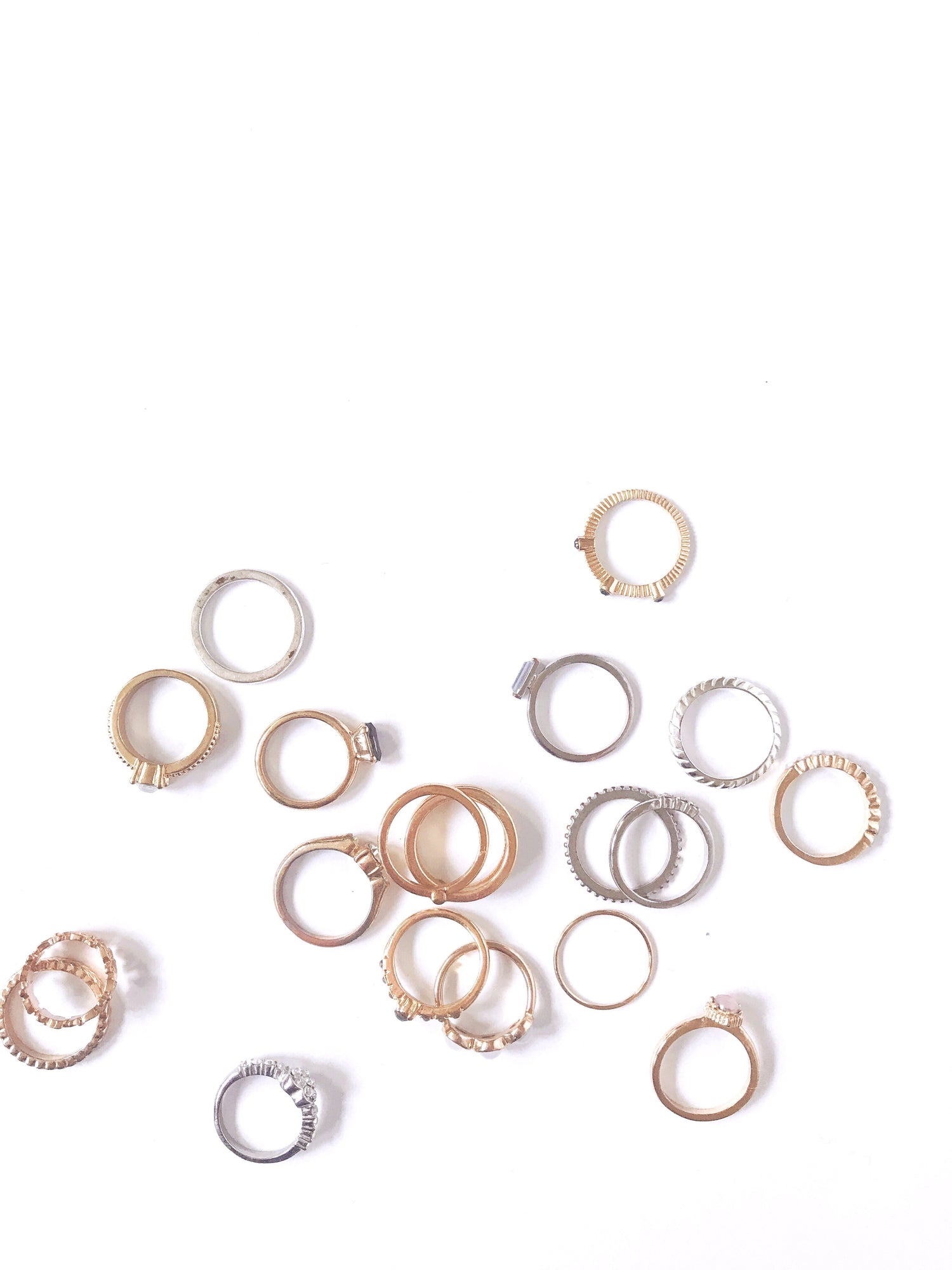 top view of different rings in various designs