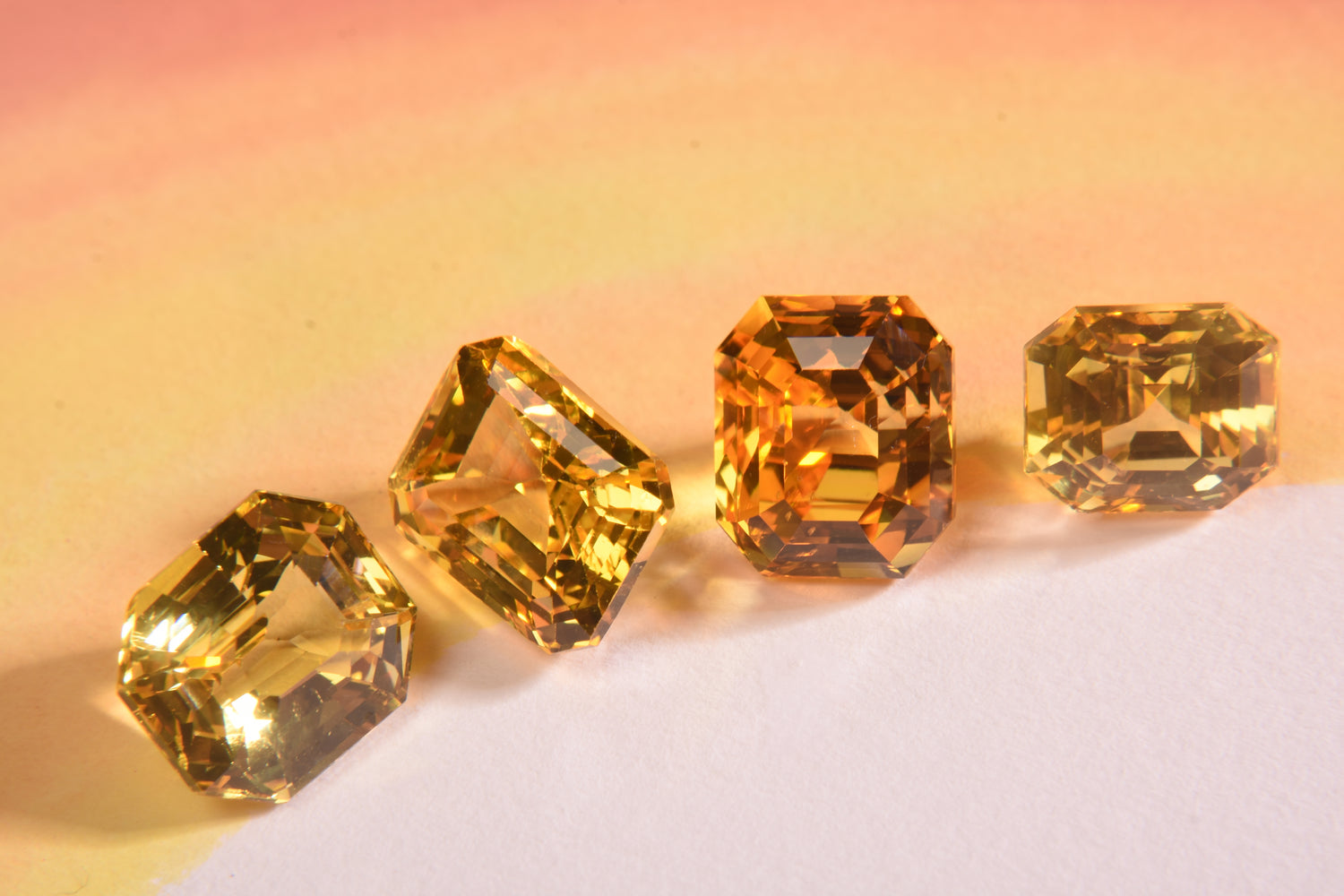 Cut and polished yellow sapphire stones
