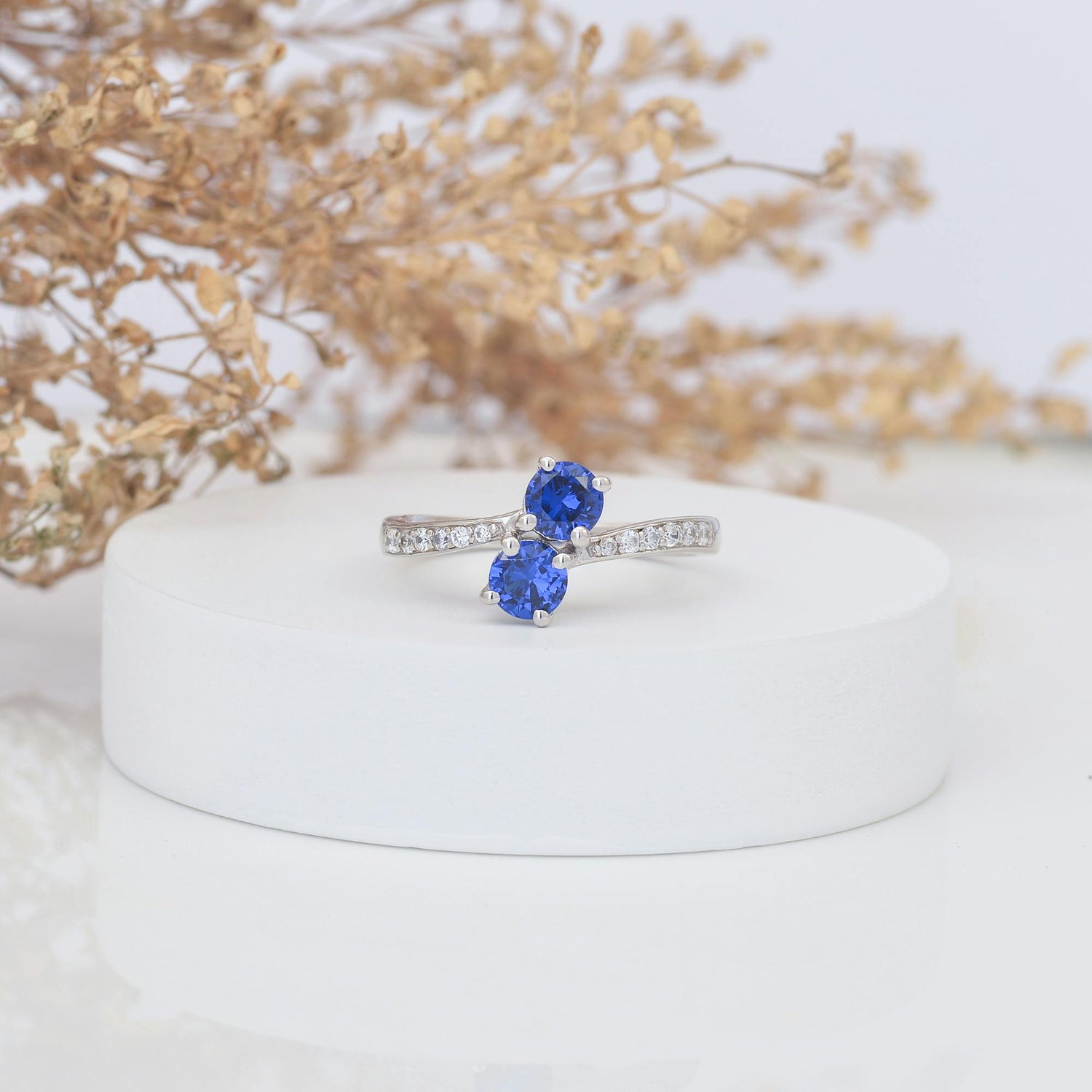 Blue Sapphire (Neelam stone) and Diamond Ring